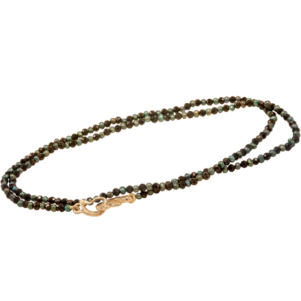 Serpentine Delilah Necklace - Black Pearls & Garnet