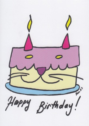 Cute cat with birthday cake cartoon illustration 12496913 Vector Art at  Vecteezy
